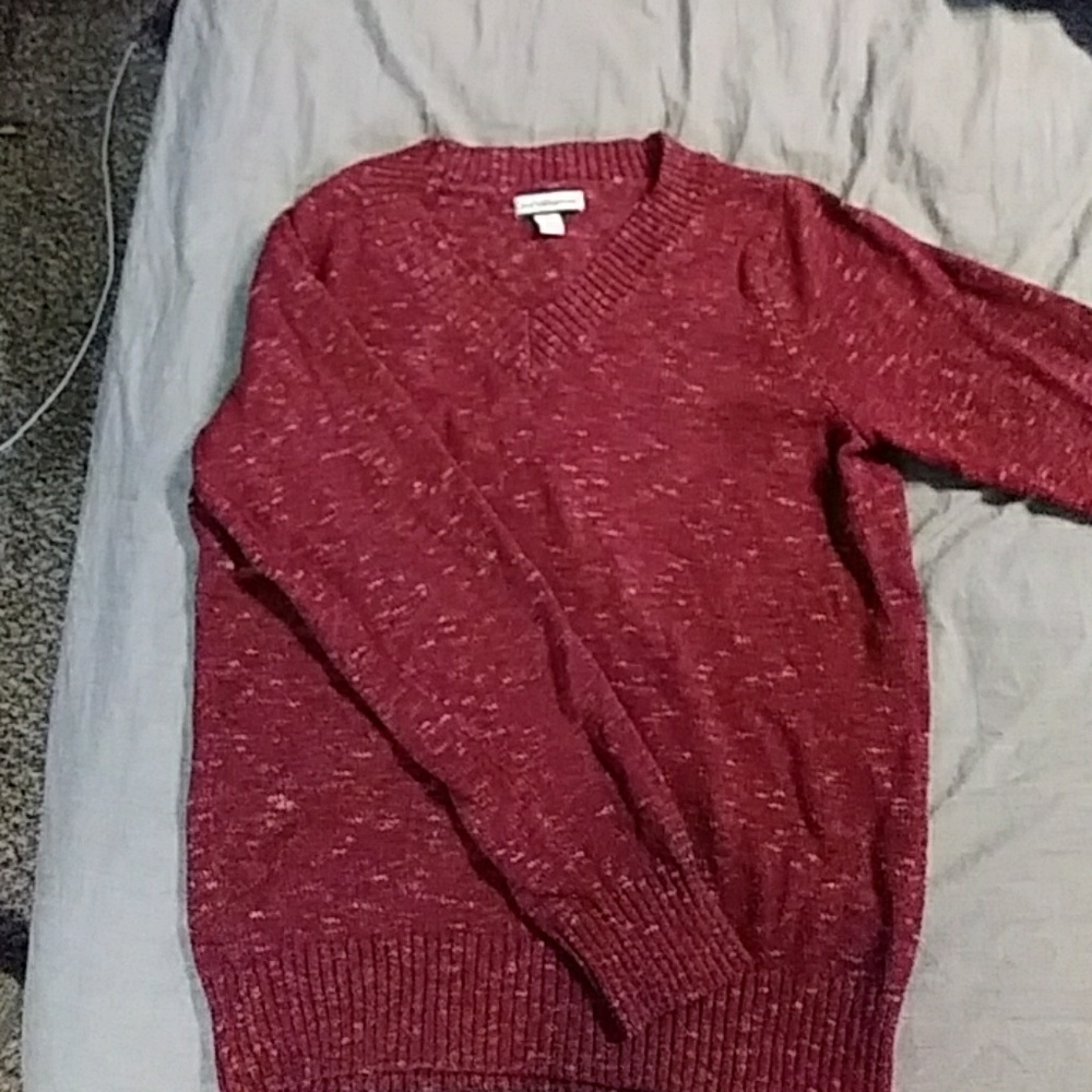 Red cozy v neck sweater